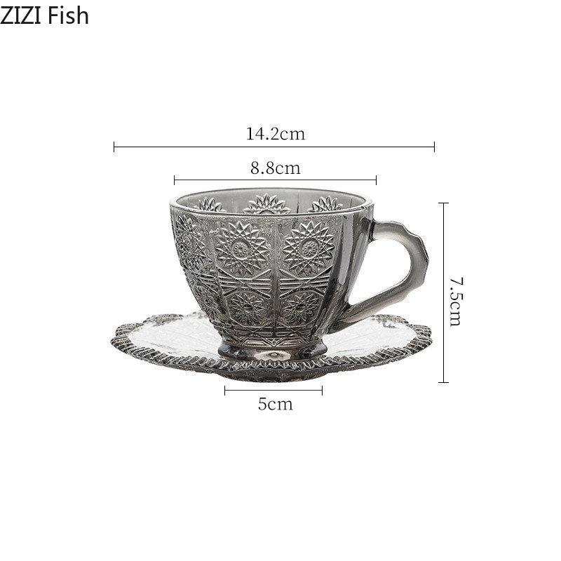 BRRelief Glass Coffee Cup Set Restaurant Afternoon Tea Lovers Coffee Latte Cup Transparent Mug Nordic Household Drinking SetEY