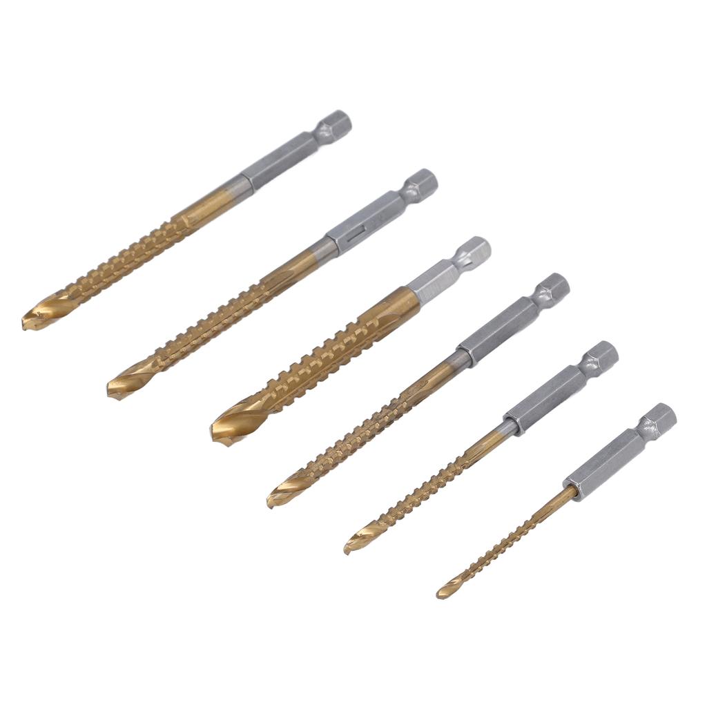 6-teiliges Set Spiralbohrer 3mm 4mm 5mm 6mm 6,5mm 8mm Ti-beschichtet HSS Spiral-Sägebohrer mit