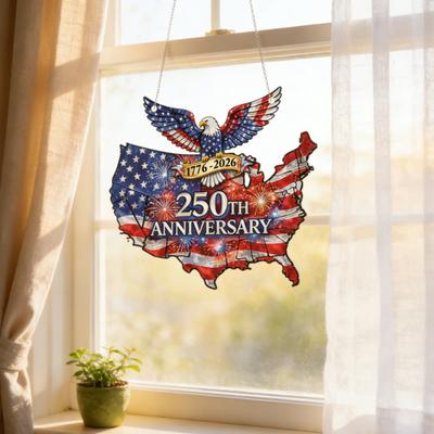 Raamdecoratie ter ere van het 250-jarig jubileum van de VS (1776-2026), gemaakt van acryl, met een Amerikaanse adelaar. Een patriottisch cadeau ter nagedachtenis aan 4 juli.