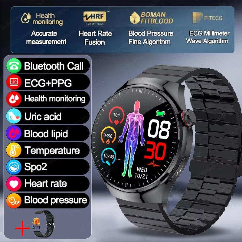 2025 Neue Präzise Blutfette Harnsäure Smartwatch Für Männer EKG+PPG Uhr Outdoor Sport Bluetooth Anruf Gesundheit Smartwatches