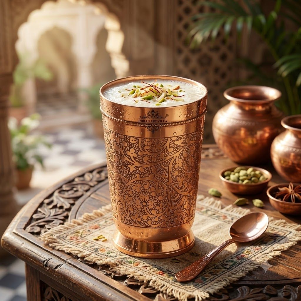 Pure Brass Glass Tumbler with Embossed Design, for Drinking Serving Water, Yoga & Ayurveda, Volume-270 ML, 1 Piece