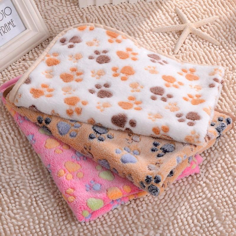 Dog Blankets Washable Soft Warm Cat Fleece Bed Paw Print Pet Lots Puppy