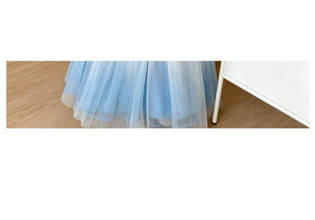 Elsa-Style Embroidered Beaded Girls' Ice Queen Dress: Birthday and Piano Performance Gown