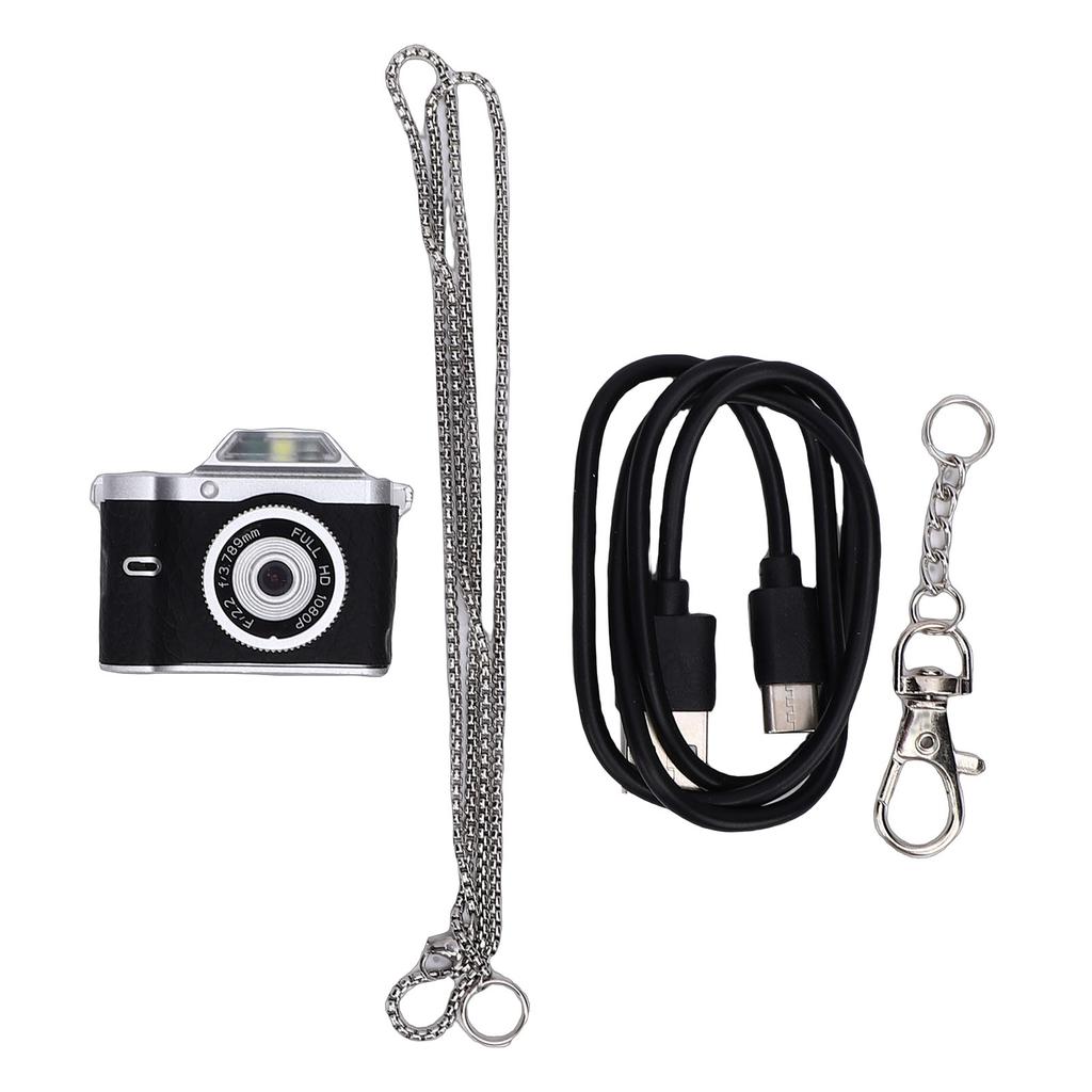 Tiny Keychain Camera Magnetic Mount 12MP 1080P Portable Retro Camera with 0.96 Inch Screen LED Fill Light for Video