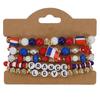 Beaded Stretch Bracelet Set with Flag and Letter Accents for Sports Events National Celebrations and Everyday Wear