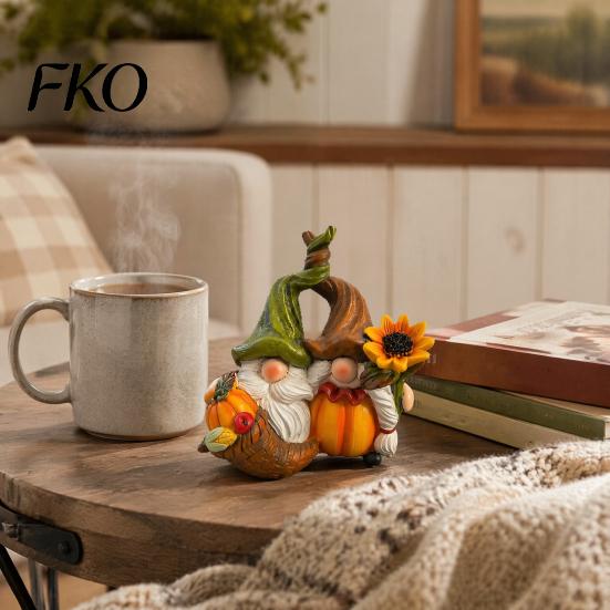Erntedankfest Tischdekoration Herbst-Gnom-Ornament, Harz Herbsterntefiguren mit Kürbis und Dekorationshandwerk für Sonnenblumen-Dekor Halloween,