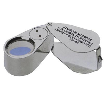 40X Metal 25mm Büyüteç Büyüteç Kuyumcu LED UV Cam Lens Mücevherat Büyüteç