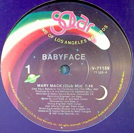 

12inch Record BABYFACE Mary Mack V71159 Solar 1987 US Dance Electronica Used