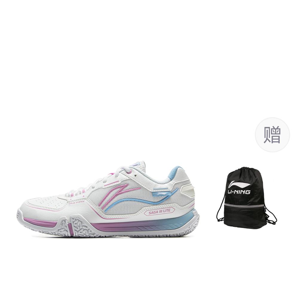 Li Ning Cushioning Slip Resistant Coverage Low Top Badminton Shoes Unisex Standard White AYTV003-1