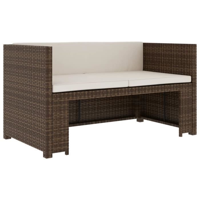 Salon de jardin 5 pièces avec coussins - Marron - 130 x 70 x70 cm