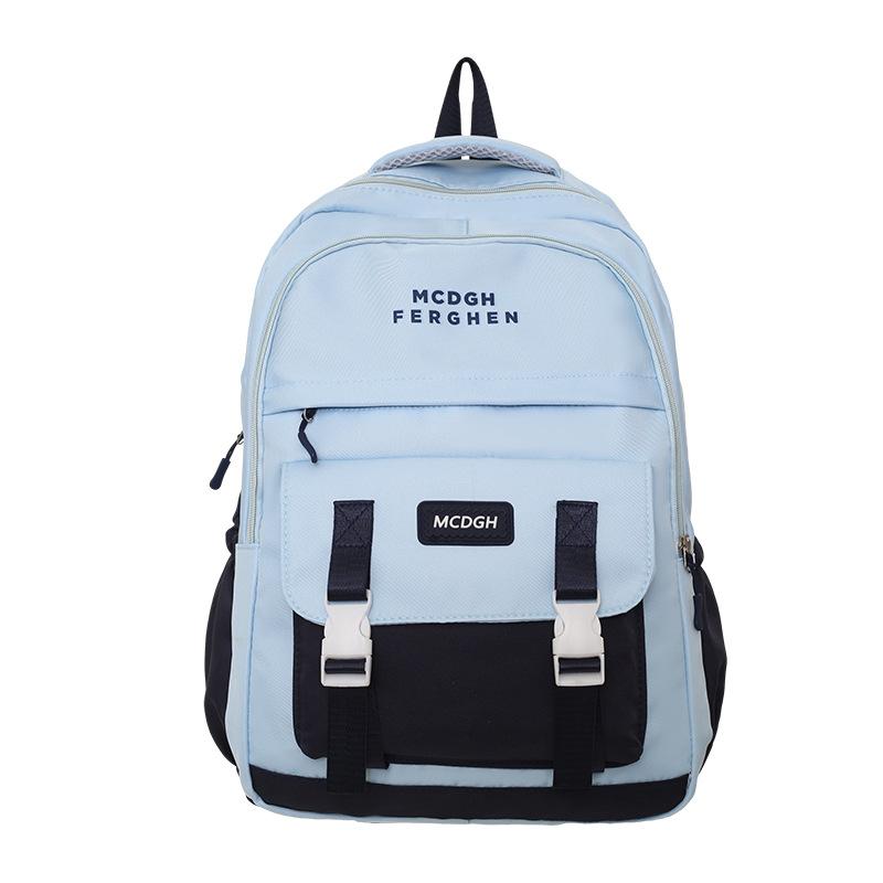 New high-value backpack, light and cute, large-capacity contrasting color and simple student backpack for junior high school and high school students