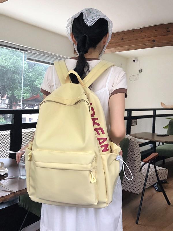 Damen Rucksack mit Buchstabenaufdruck, große Kapazität, neue Mode - Einfarbige Reise-Schultertasche für die Mittelschule