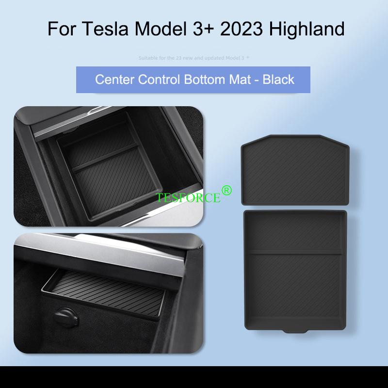 For TESLA Model 3 2023 2024 Highland Wireless Charging Silicone Pad Model3+ Center Control Storage Box Armrest Box Bottom Mat
