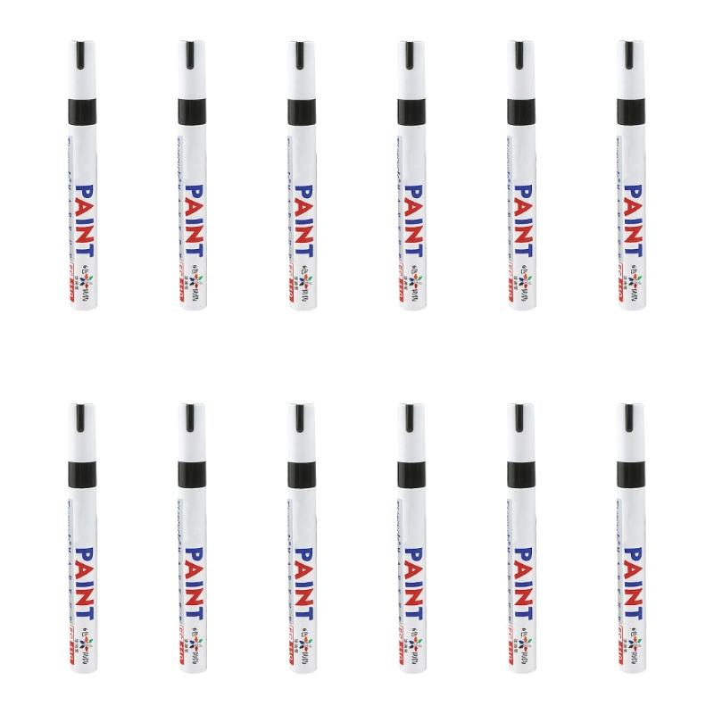 12 Pcs Permanent Paint Markers Oil Based Paint Pen Quick-Drying Permanent Marker for Plastic Cardboard Wood Metal Canvas