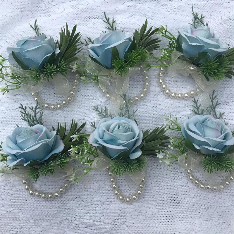 Wedding Bracelet for Bridesmaid Rose Pearl Breast Flower Wrist Flower