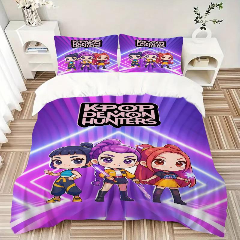 Kpop Demon Hunters Print 3Pcs Bedding Setduvet Cover With 2 Bedropillowcase Home Birthday Gift
