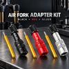 Metal Bike Suspension Inflation Adapter for Air Fork and Rear Shock Pressure Work, Stored with Cycle Repair Gear