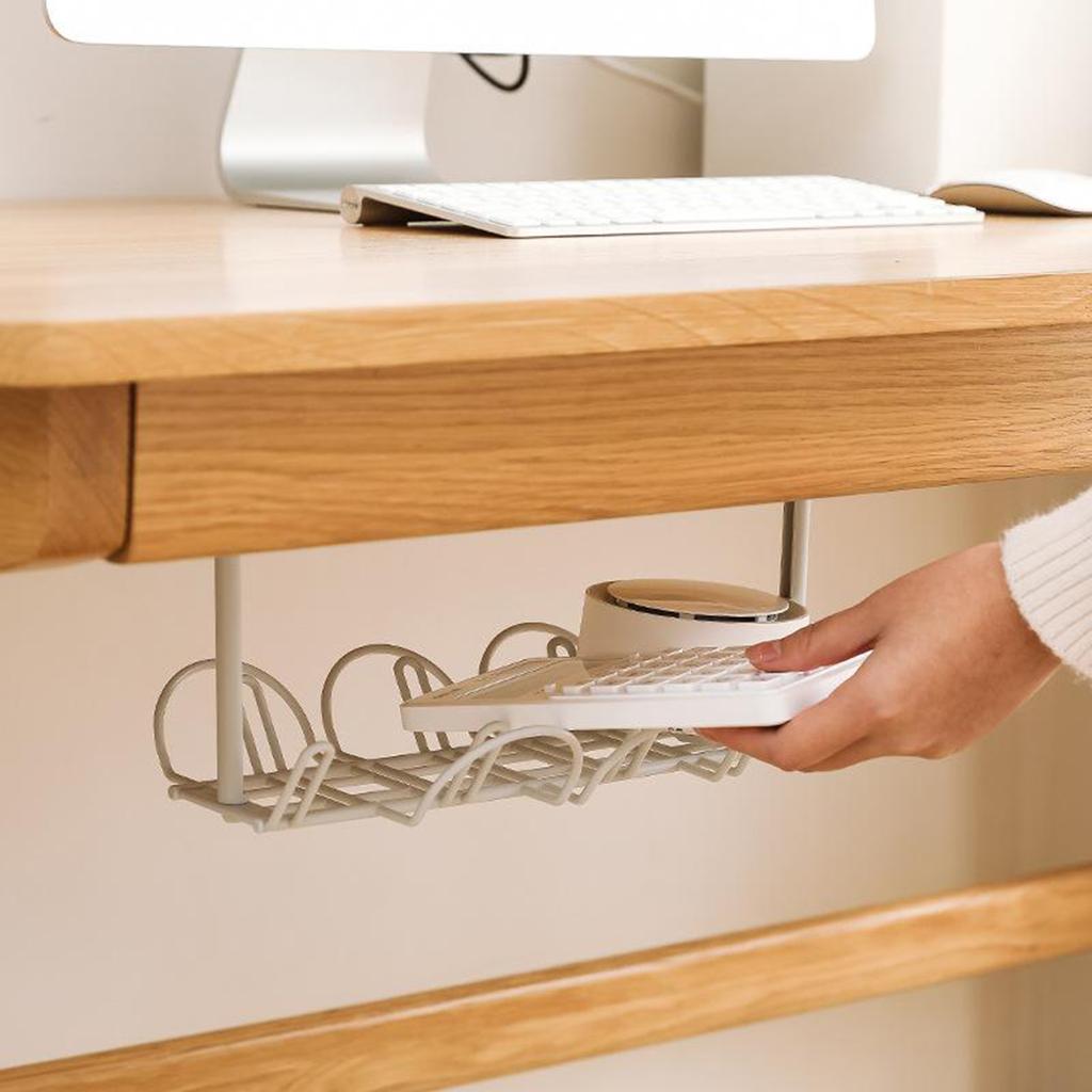 32cm Under Desk Cable Organizer Tray Wire Management Holder Basket Plastic Under Table Power Strip Holder Basket Adhesive
