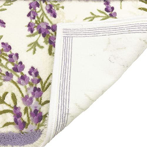 Senko S.D.S Lavender Long Toilet Mat, Approx. 80 X 65 Cm, Purple Floral Print, Antibacterial and Odor Resistant, Made In Japan, Product Number 32686