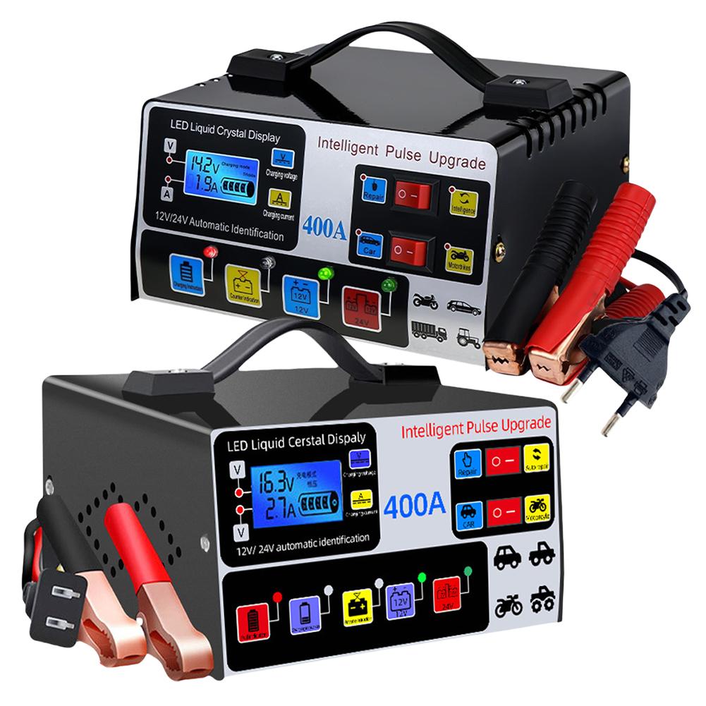 400A Intelligent Pulse Repair Charger Battery High Power Fast Charger 12V/24V Five-Stage Full Automatic Car Battery Charger 220W