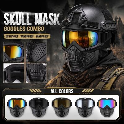 Máscara Táctica Integrada y Gafas con Protección Facial Desmontable y Ajustable para Montar al Aire Libre, Off-Road, Soldadura, Esquí y Actividades CS