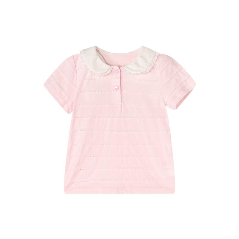 Deesha Girls  Wavy Stripe Peter Pan Collar T-shirt 120