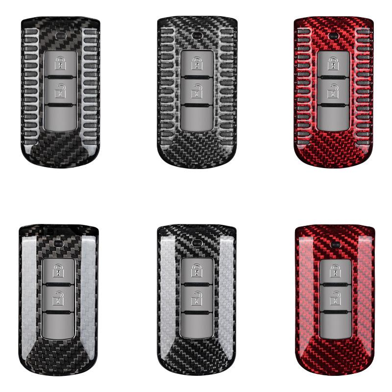 Real Carbon Fiber Car Remote Key Case Key Cover For Mitsubishi Outlander Lancer 10 Pajero Sport EX ASX Colt Grandis L200