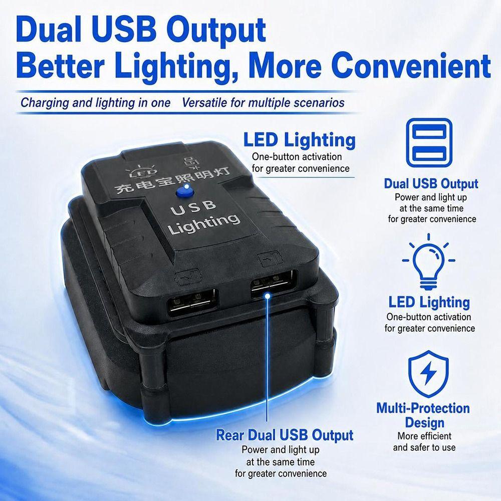 USB nabíjení USB baterie Invertor LED světlo Konvertor lithiové baterie pro baterii Makita 18V