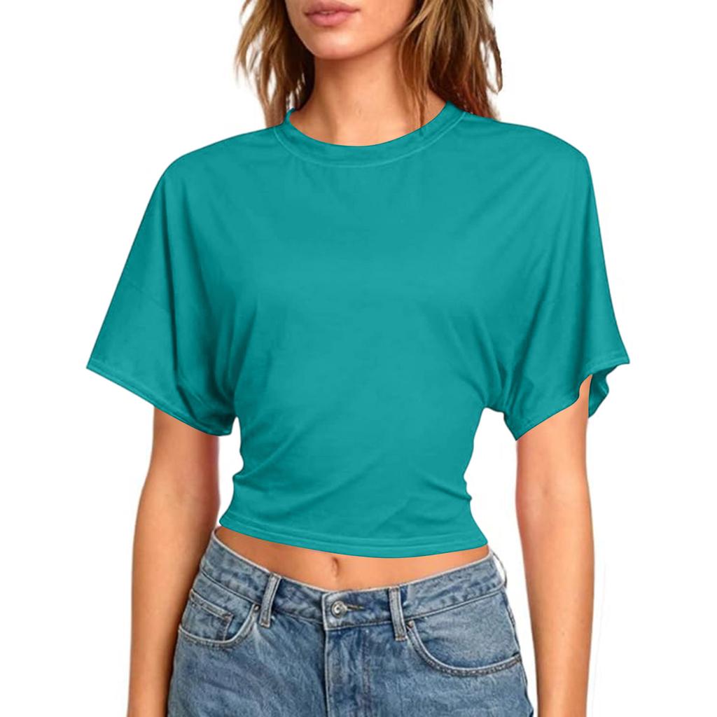 Dámské krátkorukávé crop topy na cvičení Sexy košile bez zad