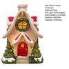 Mini Christmas House Figurine Small Resin Snowy Village House Statue with Wreath And Pine Trees for Fairy Garden Holiday Decor Micro Landscape