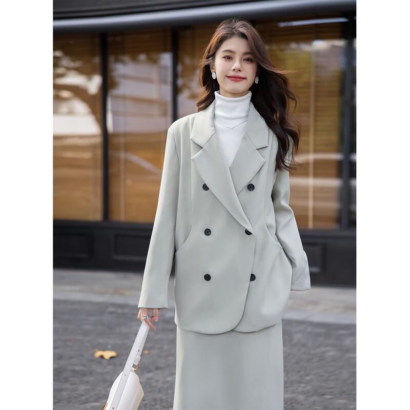 Mocana Damen Elegantes Langarm-Blazer- & Rock-Set