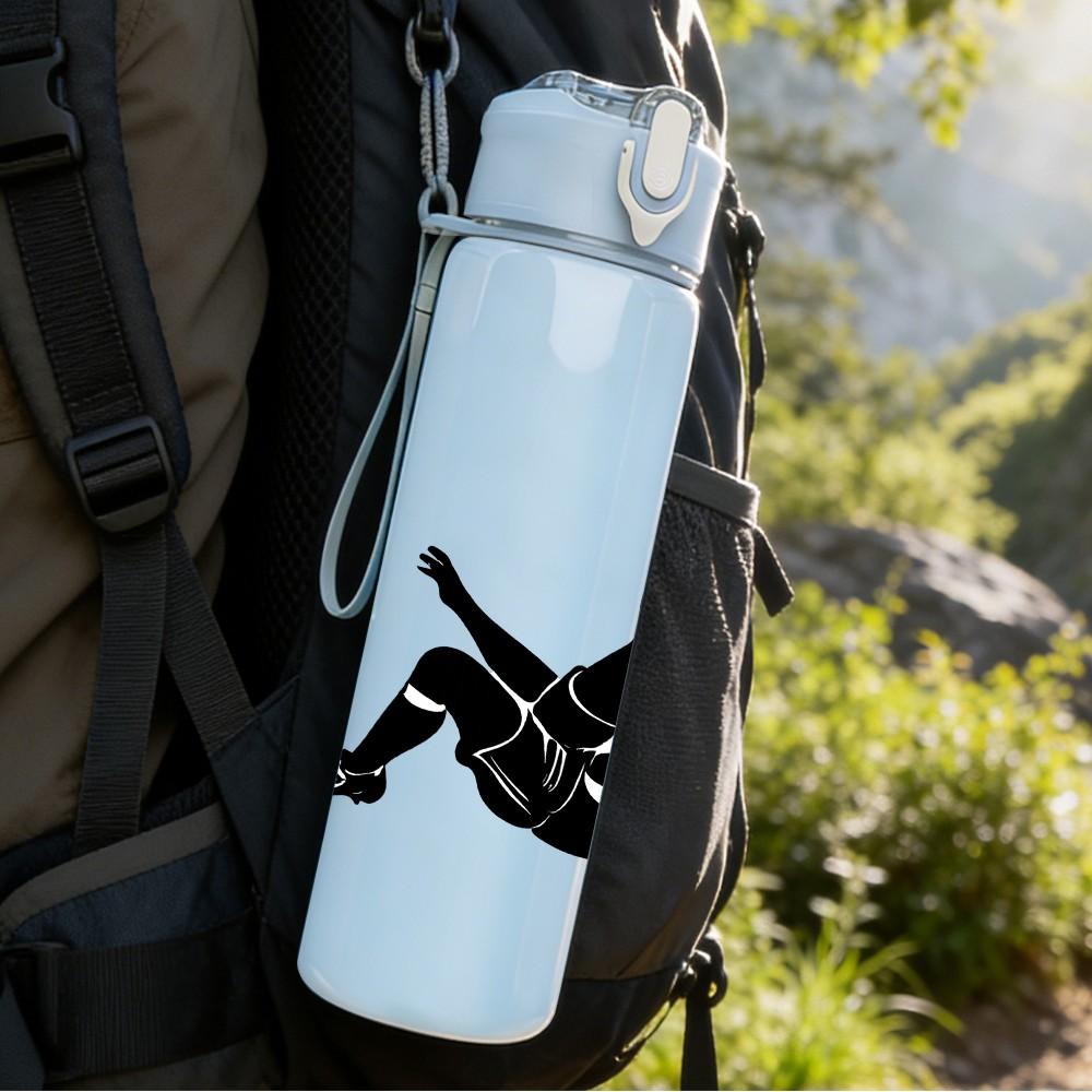 1PC Martial Arts Kick Figure 750ml Color Plastic Sports Water Bottle Leakproof Flip Straw Lid Suitable for Sports Office Home Use
