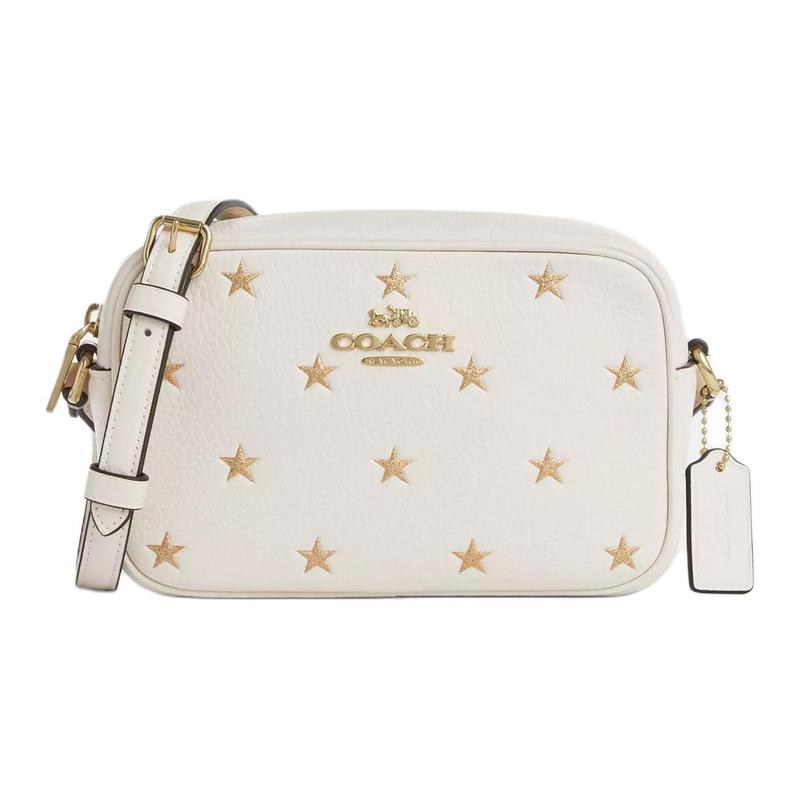 

COACH shoulder bag Jamie 20 Adjustable Strap with Zip Closure Refined Pebbled Leather Camera Crossbody Small Women s Gold and Chalk Multicolor золотий