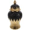 Traditional Ceramic Ginger Jar Decorative Vase with Lid Carved Flower Holder Elegant Entryway Decor Home Office Wedding