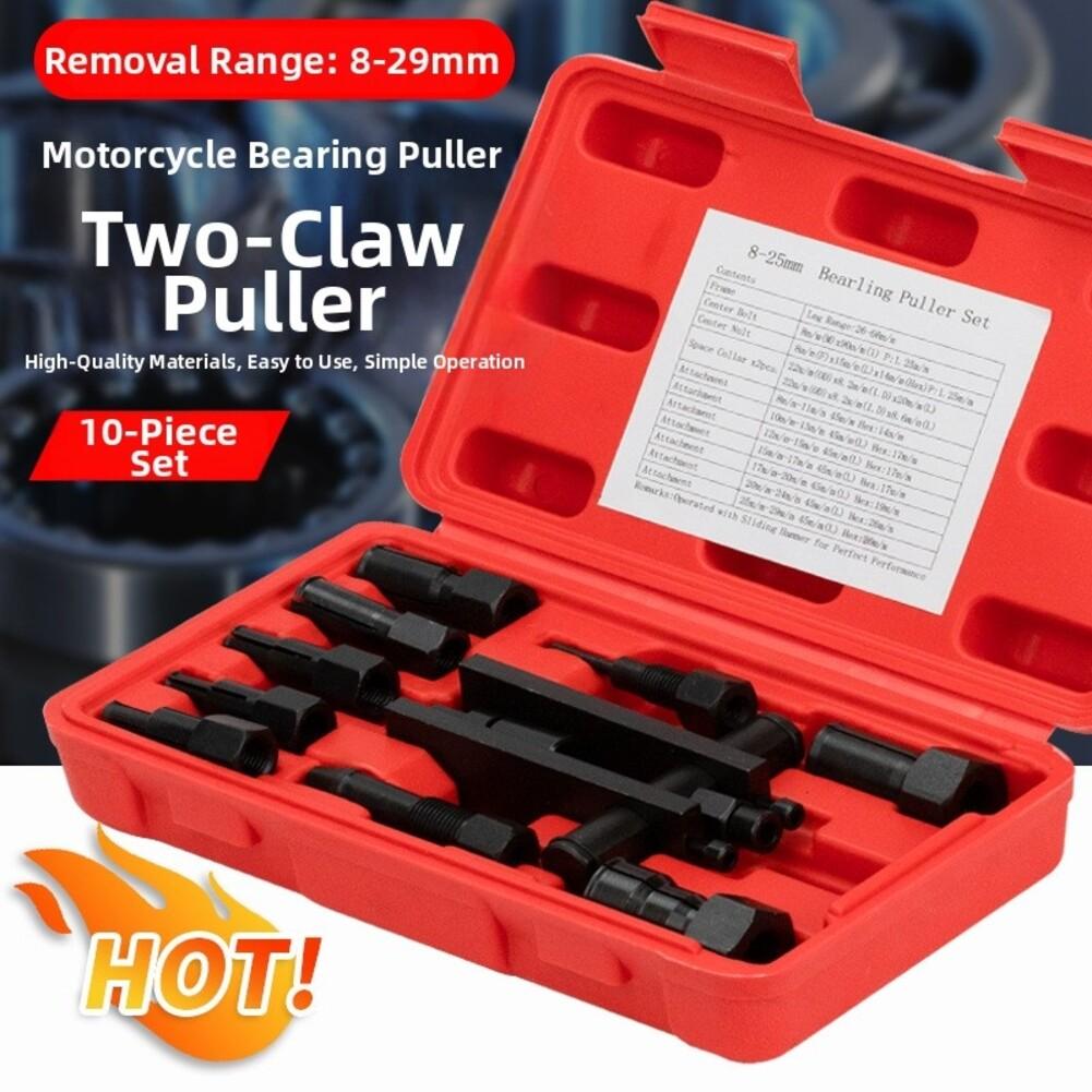 Jeu de 10 extracteurs de roulements avec mandrins de 8-25 mm pour moto, voiture, roulements aveugles industriels, outils revêtus antirouille