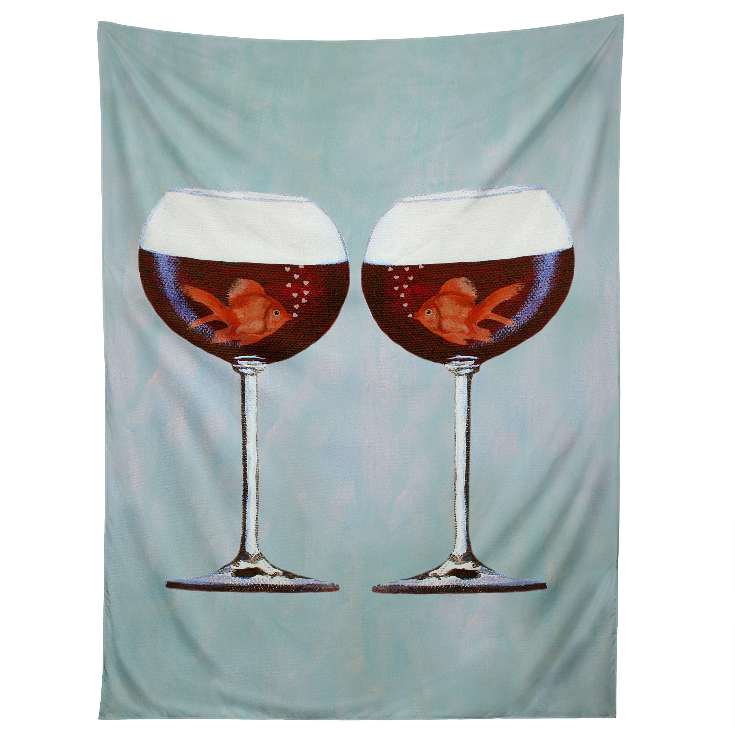 GOLDFISHES WINE LOVE tapestry 75x100 чёрный