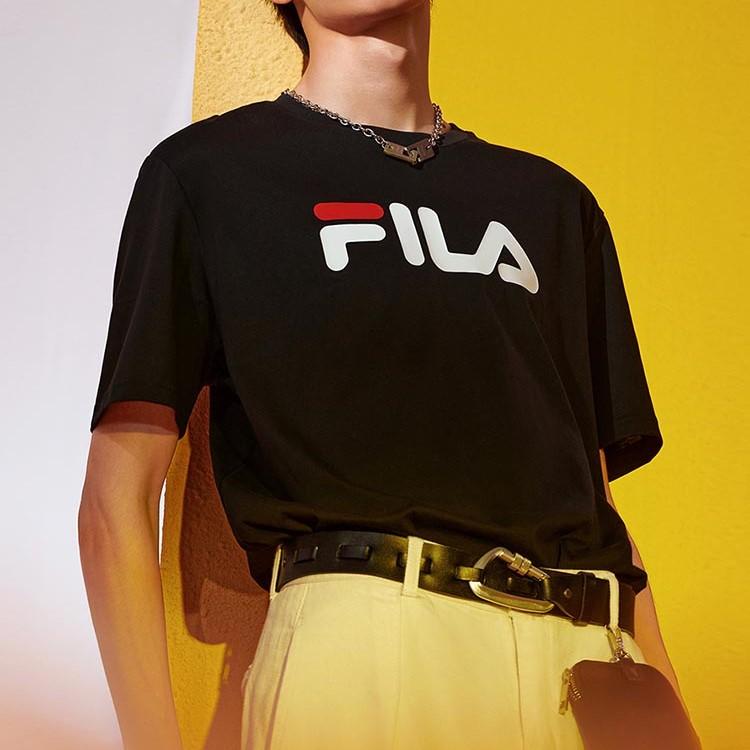 Fila Sport Casual Large Logo Print Short Sleeve T-Shirt Unisex Tops Agate-Black F51U228199F-BK