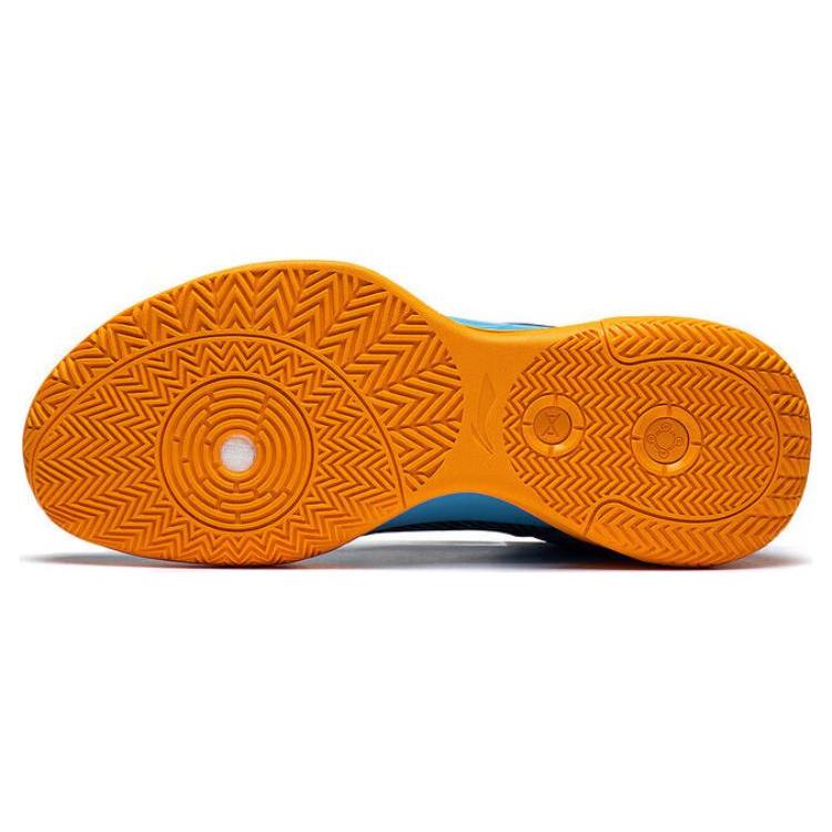 Li Ning Stoff Dämpfung Rutschfest Abriebfest Mittelhoch Performance Basketballschuhe Herren Blau Gelb ABAS027-15