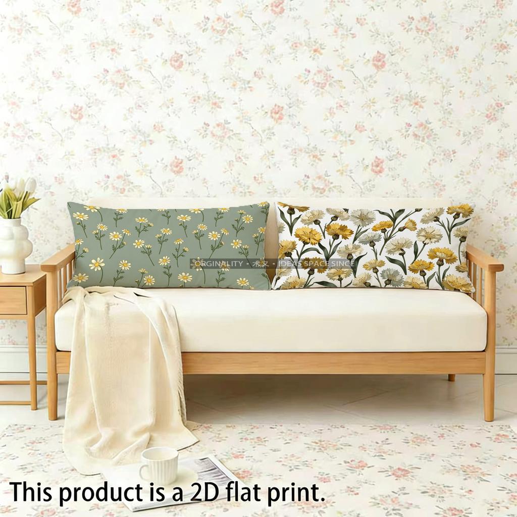 Floral Pattern Rectangle Pillowcase Suitable For Sofa Bedroom Car Pillow Cover Cushion Rectangular Back Cushion