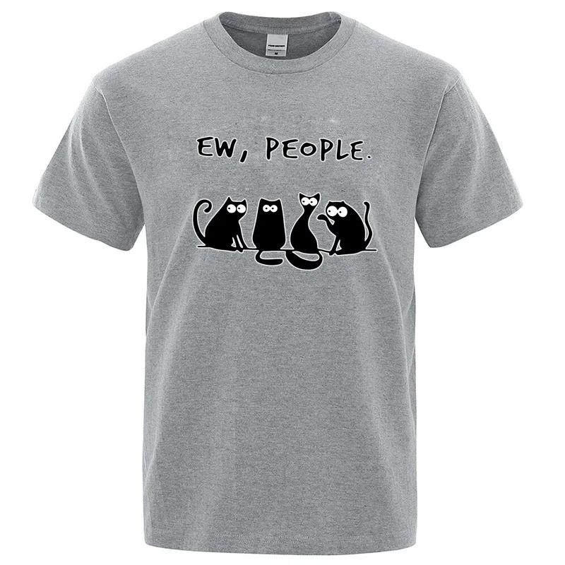 Introvert Antisocial Ew People Cat Graphic T Shirt Funny Meme Cute Cotton S-XXL L