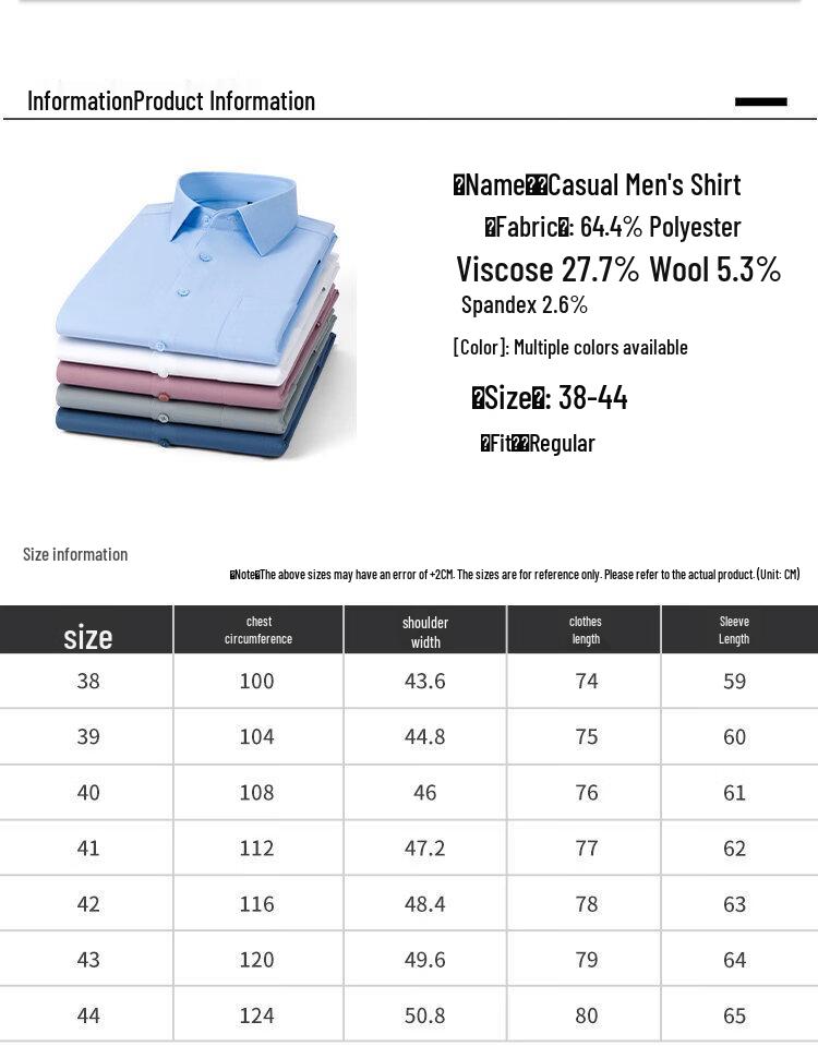 Romon Men's Wool Blend Long Sleeve Business Shirt