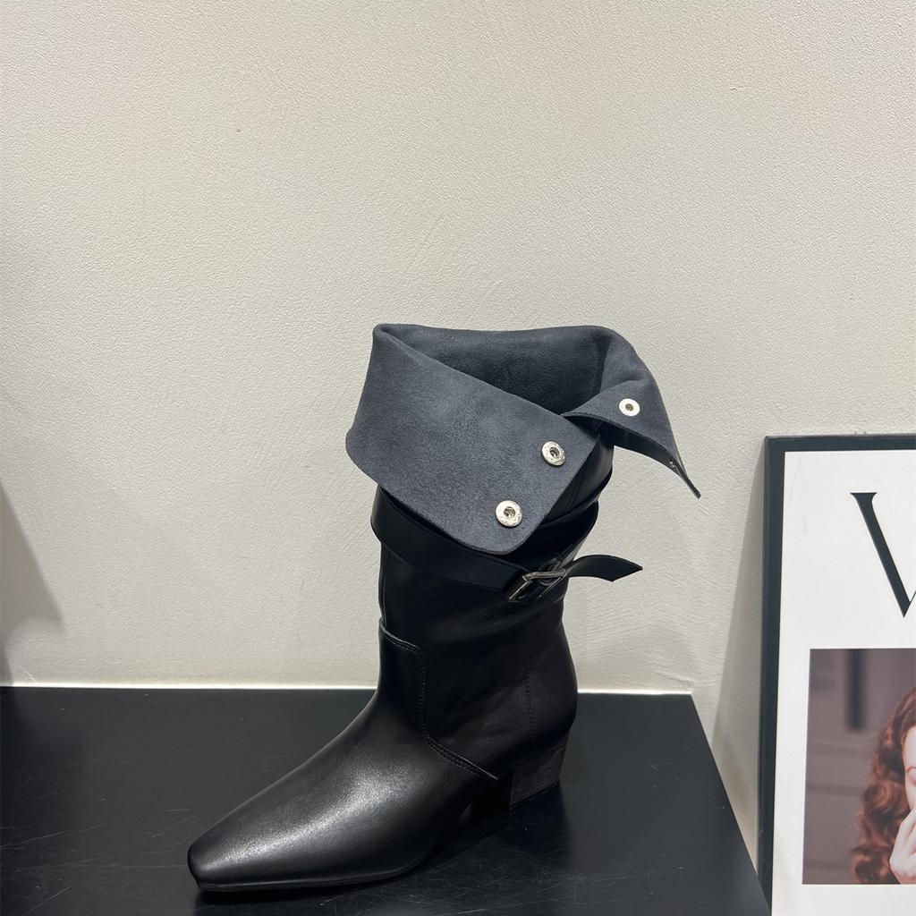 High Heel Suede Pointed Pile Boots Medium Knight Boots Women's Boots 2025 Autumn/Winter Brown Long Skinny Boots