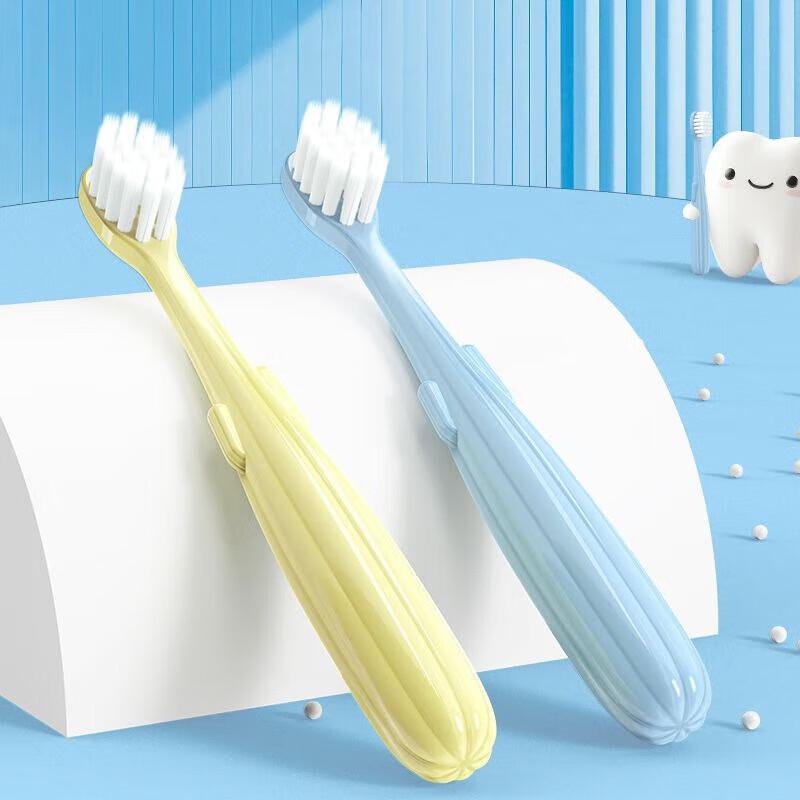 FAWNMUM Children's Soft Bristle Toothbrushes (Blue+Yellow, 200-Pack)