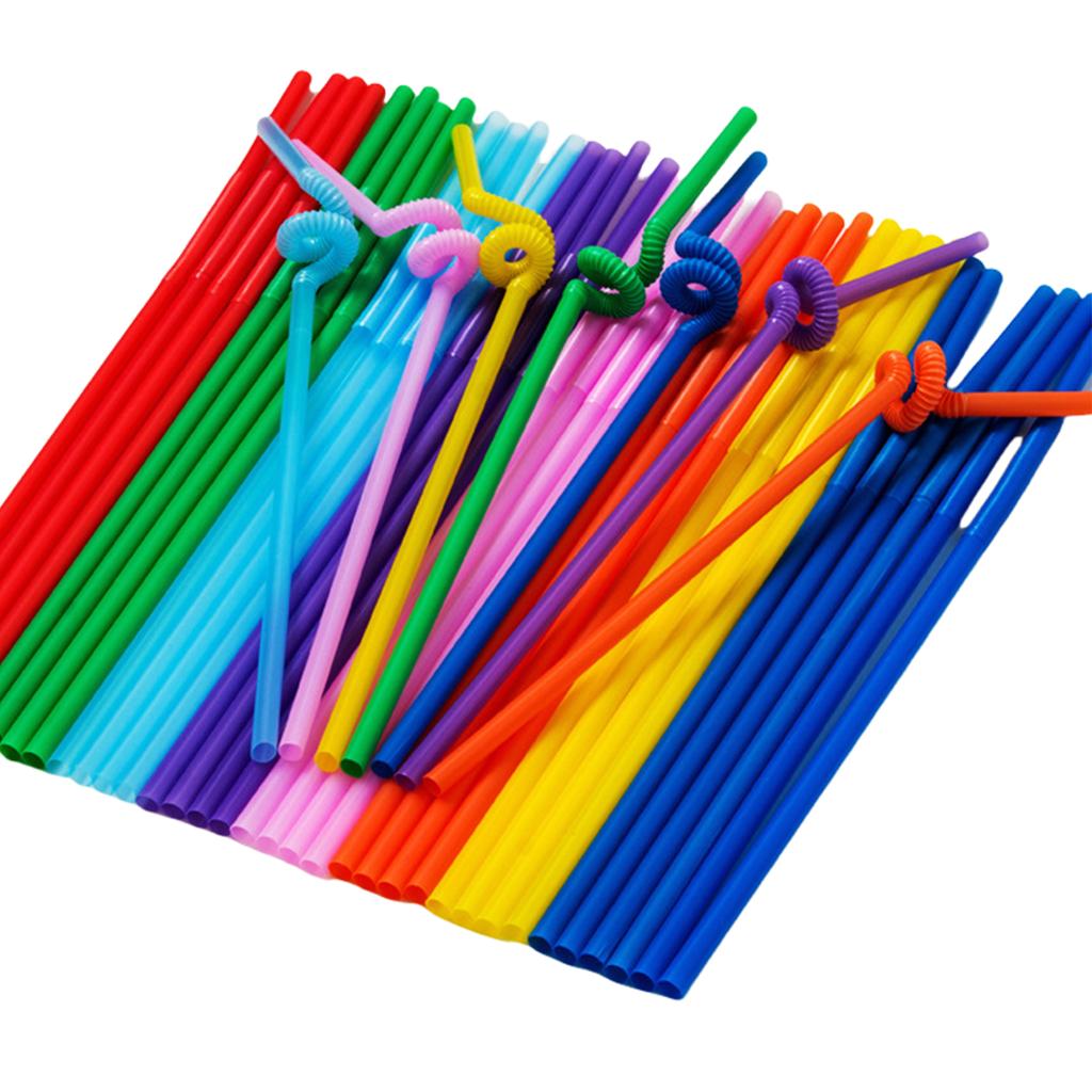 Pack of 100 Colorful Straws Throwaway Straws Bendable Straws Drinking Straws Party Straws Flexible Straws for Drinking