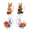 2Pcs Easters Bunnies Sculptures Resins Animal Ornaments Rabbit with Cart Figurines for Balconies Patios or Home Decors