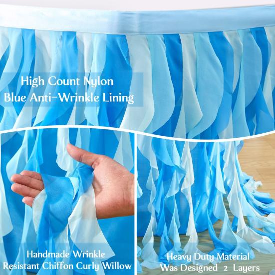 Curly Willow Table Skirt for Rectangle Round Tables 6ft Ruffle Tutu Table Cloth Reusable Table Skirt for Baby Shower Birthday Party Candy Cake Tables