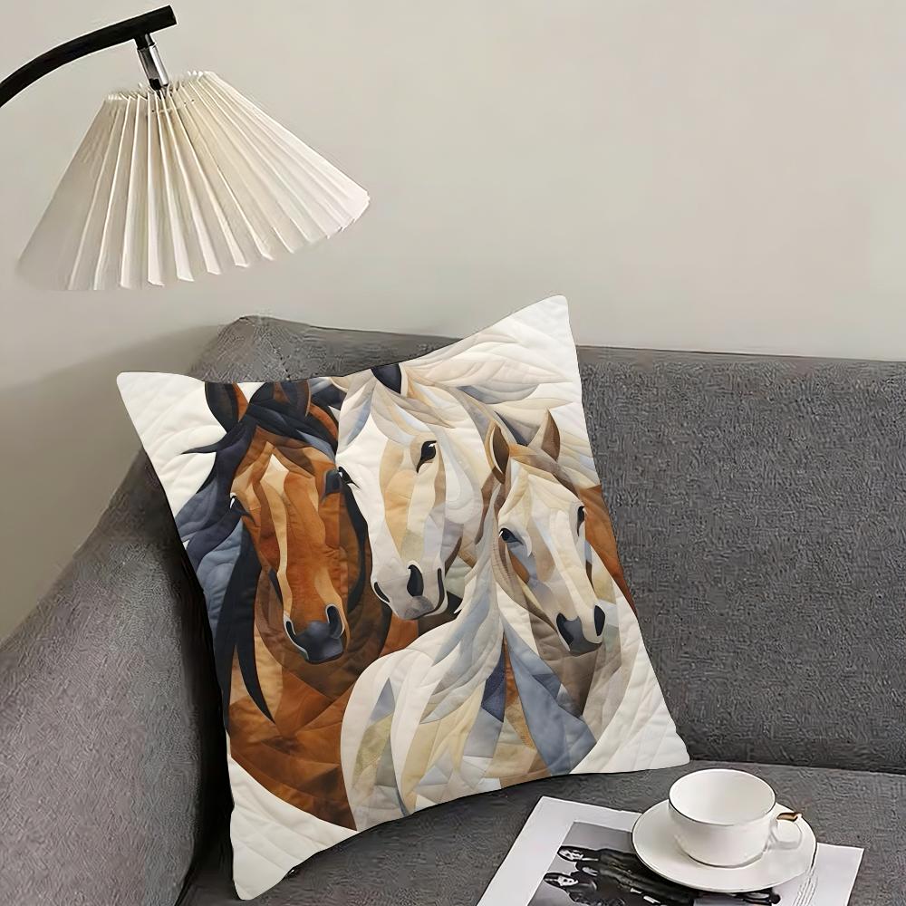 Printing Stylish Horse Fashion Cushion Cover Pillowcase Ultra Soft Skin Friendly Fabric Cloud Like Comfort  Concealed Zipper