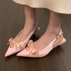 Fashion Pointed Toe Women Heeled Shoes Flower Elegant Slippers Summer Fashion Pumps Dress Woman Sandals 2025 Trend Cozy Female Zapatos