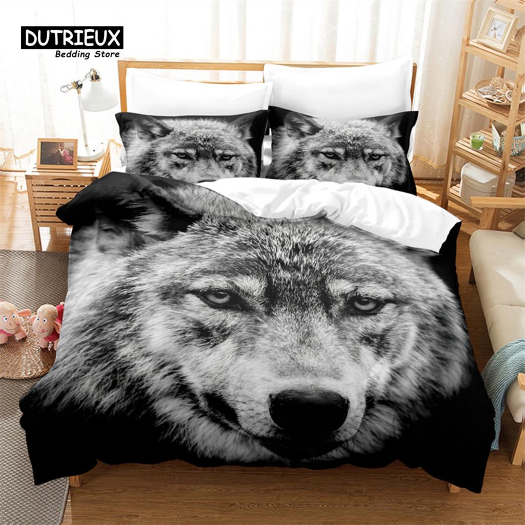 Ferocious Animals Bedding Set, 3Pcs Duvet Cover Set, Soft Comfortable Breathable Duvet Cover, For Bedroom Guest Room Decor