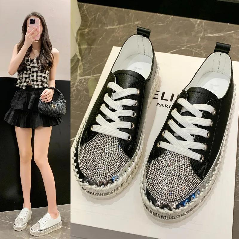 

2024 Кроссовки Толстая подошва Повседневные ПУ Балетки для ходьбы Обувь на толстой подошве Женские кроссовки 35 чёрный